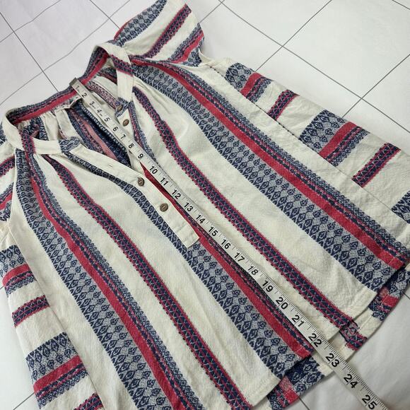 Xirena Top Womens XS Cream Cali Emi Striped Flutter Sleeve Boho Button Up Cotton - Picture 8 of 8